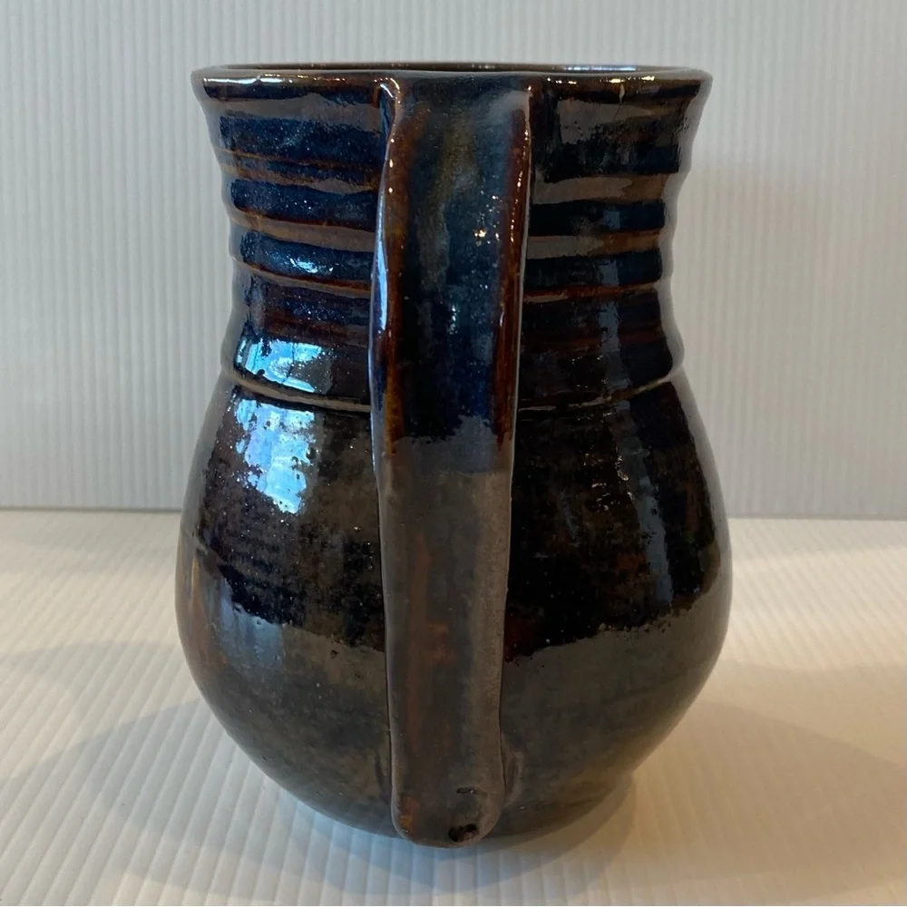 Vintage Pottery Artist Signed T T 2004 Studio Art Pitcher  Glazed